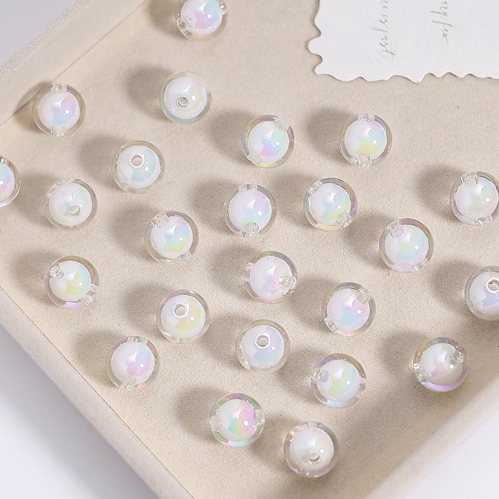 Iridescent Electroplated Acrylic Round Beads - DIY Jewelry Accessories