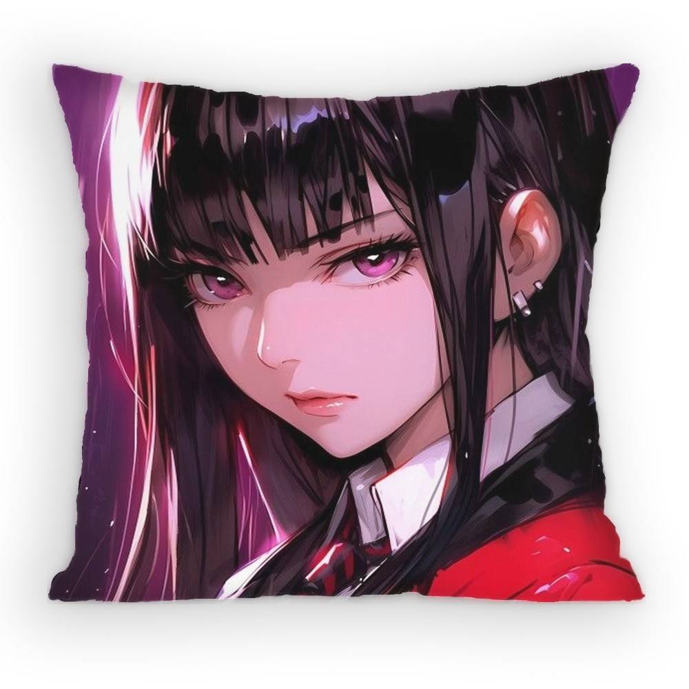 Anime KKakegurui Pillow Case Antidustmite Pillowcase Invisible zipper silky short plush Sofa cushion cover