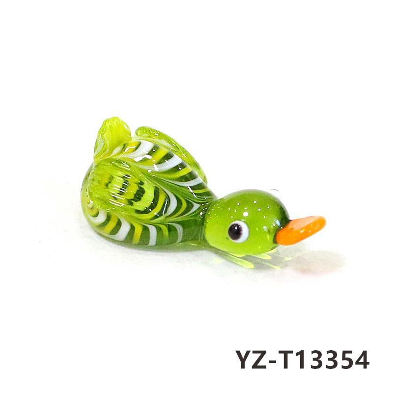 Colorful Cute Glass Duck Mini Figurine Craft Ornament Easter Animal Tiny Statues Home Table Micro Fairy Garden Decor Accessories