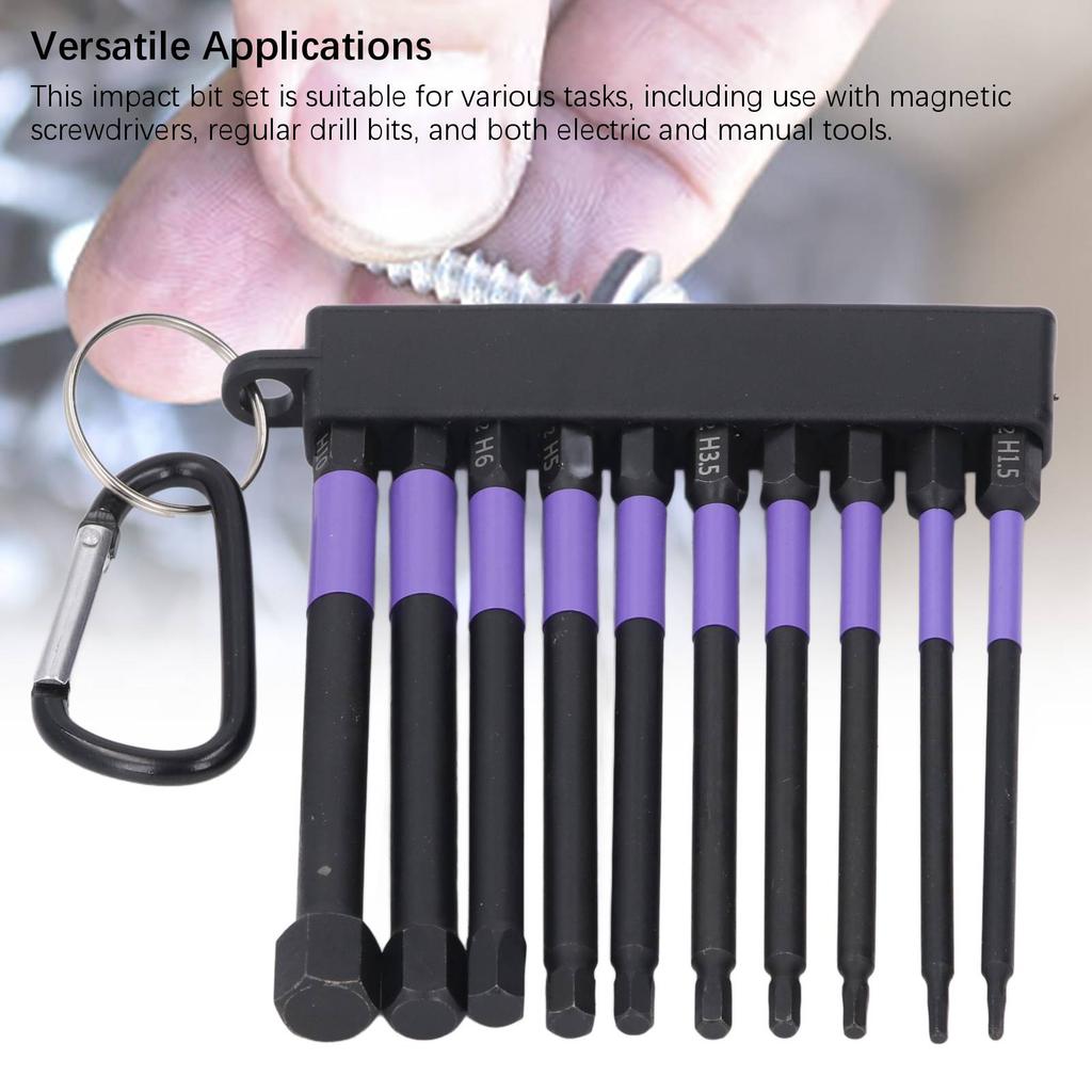 10-teiliges Schlagbohrer-Bit-Set TS2 Legierter Stahl 4 Zoll 100 mm Violett Hochfest Magnetisches Schraubendreher-Bit-Set