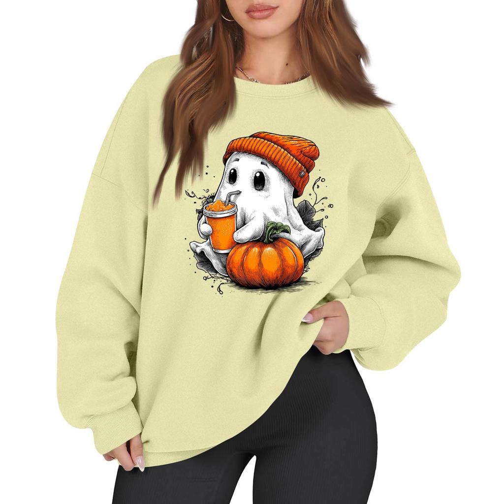 Women's Casual Fashion Long Sleeve Printed Round Neck Sweatshirt Top