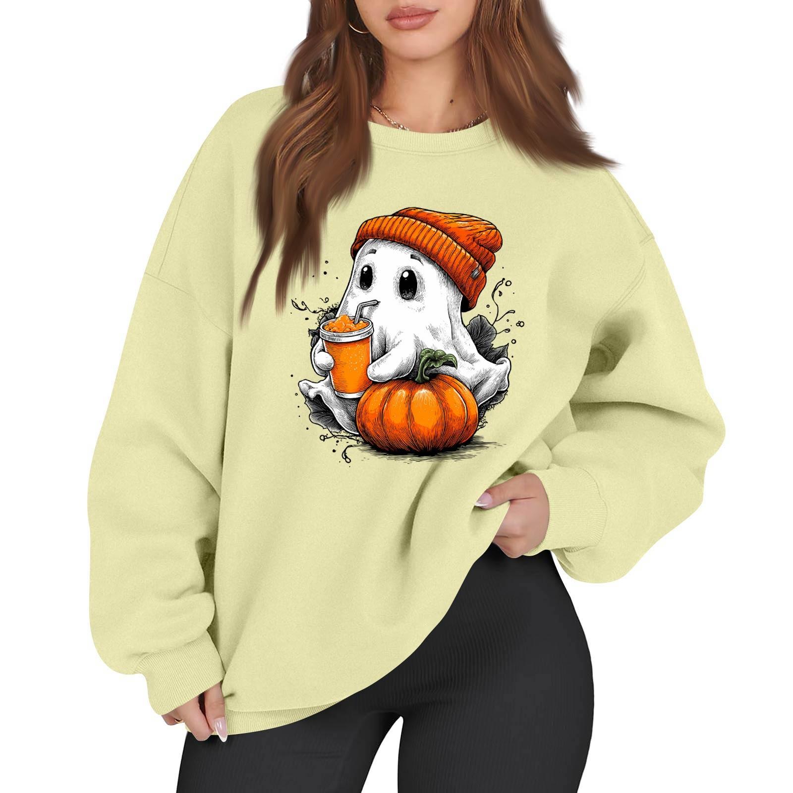 

Женская повседневная модная толстовка с длинным рукавом и рождественским принтом с круглым вырезом XL хаки