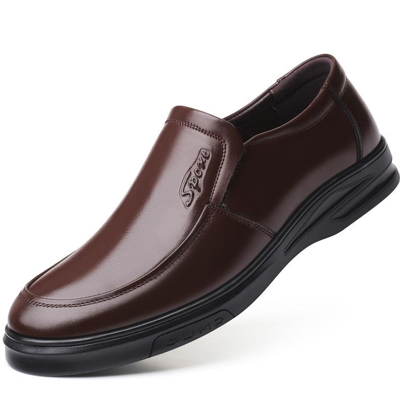 

Кожаные туфли мужские 2024 новые деловые сандалии с дышащими отверстиями мужские кожаные повседневные туфли для пап среднего и пожилого возраста 45