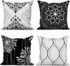 4Pcs Black White Damask Mandala Printed Pillow Cover Polyester Cushion Case 2D Flat Printing Pillowcase Contemporary Artistic
