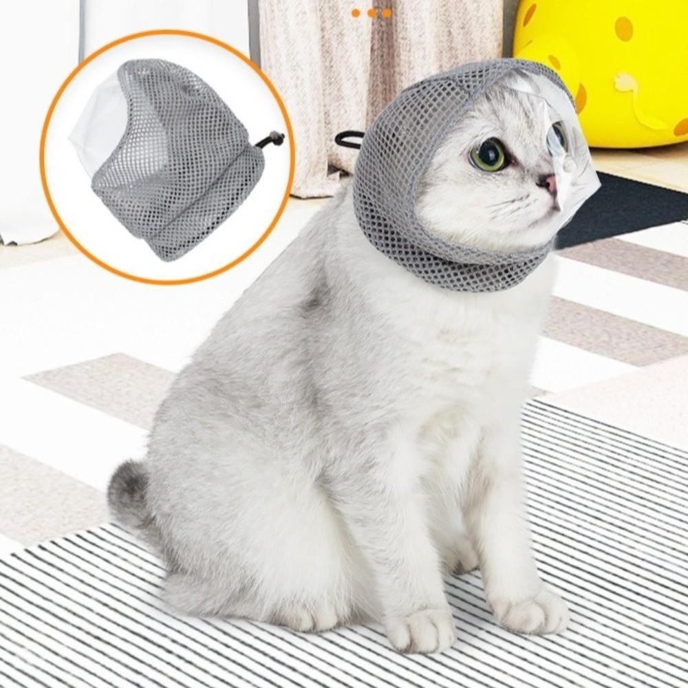 Clear Window Cat Muzzle Breathable Mesh Grooming Muzzle New Anti-Bite Muzzle Grooming Use