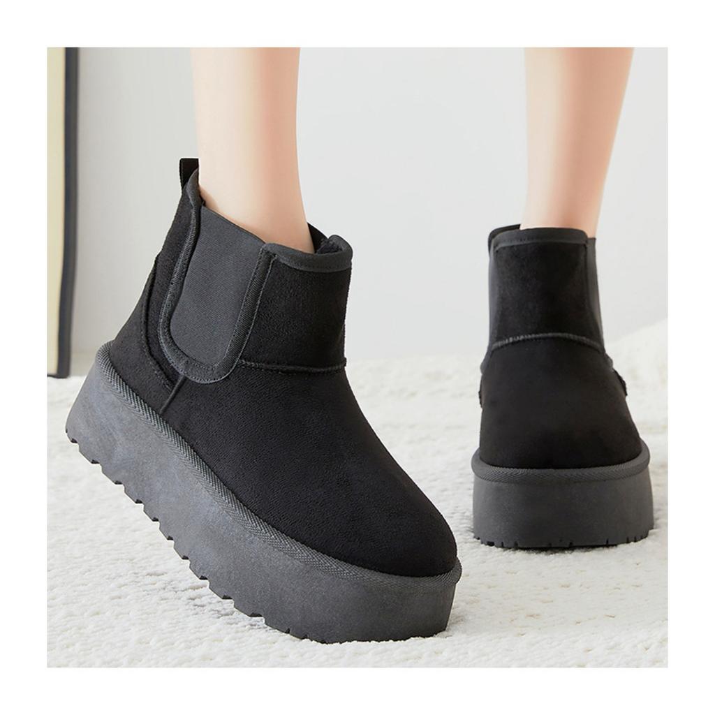 Women's Snow Boots with Winter Fleece and Thick Cotton Shoes, Women's Boots with Cold Insulation and Warm Cotton Boots, Thick Soled Boots