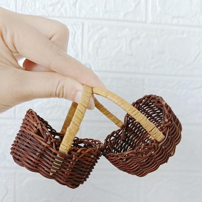 Mini Braid Flower Baskets Accessories Party Supplies Flower Arrangement Basket Home Office Decor with Handle Handheld Baskets
