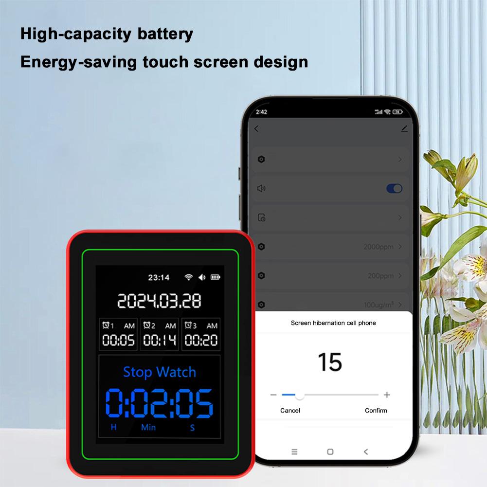 WiFi 15-in-1 Portable AQI PM0.3 PM1.0 PM2.5 PM10 Tester TFT Display Household CO CO2 TVOC HCHO Tester APP Control CO2 Detector