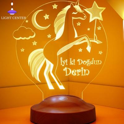 Anpassbare 3D-/ Einhorn-Pferde-Nachtlampen Kinder-LED-Licht-Schreibtisch-Dekor-Raumlampe Cool Stuff Geschenkbox