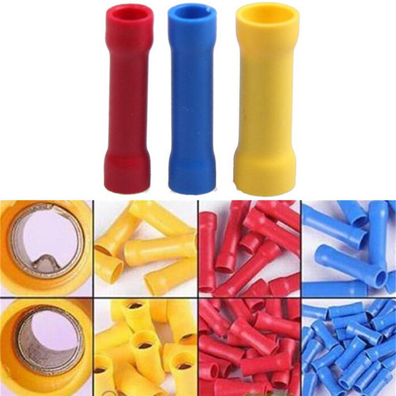 100Pcs Insulated Terminal Butt Connector Electrical Automotive Cable Wire Crimp