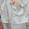 Wedding solid color pajamas cover long-sleeved air-conditioning clothes women's cardigan homewear casual double pocket set Korean version of premium