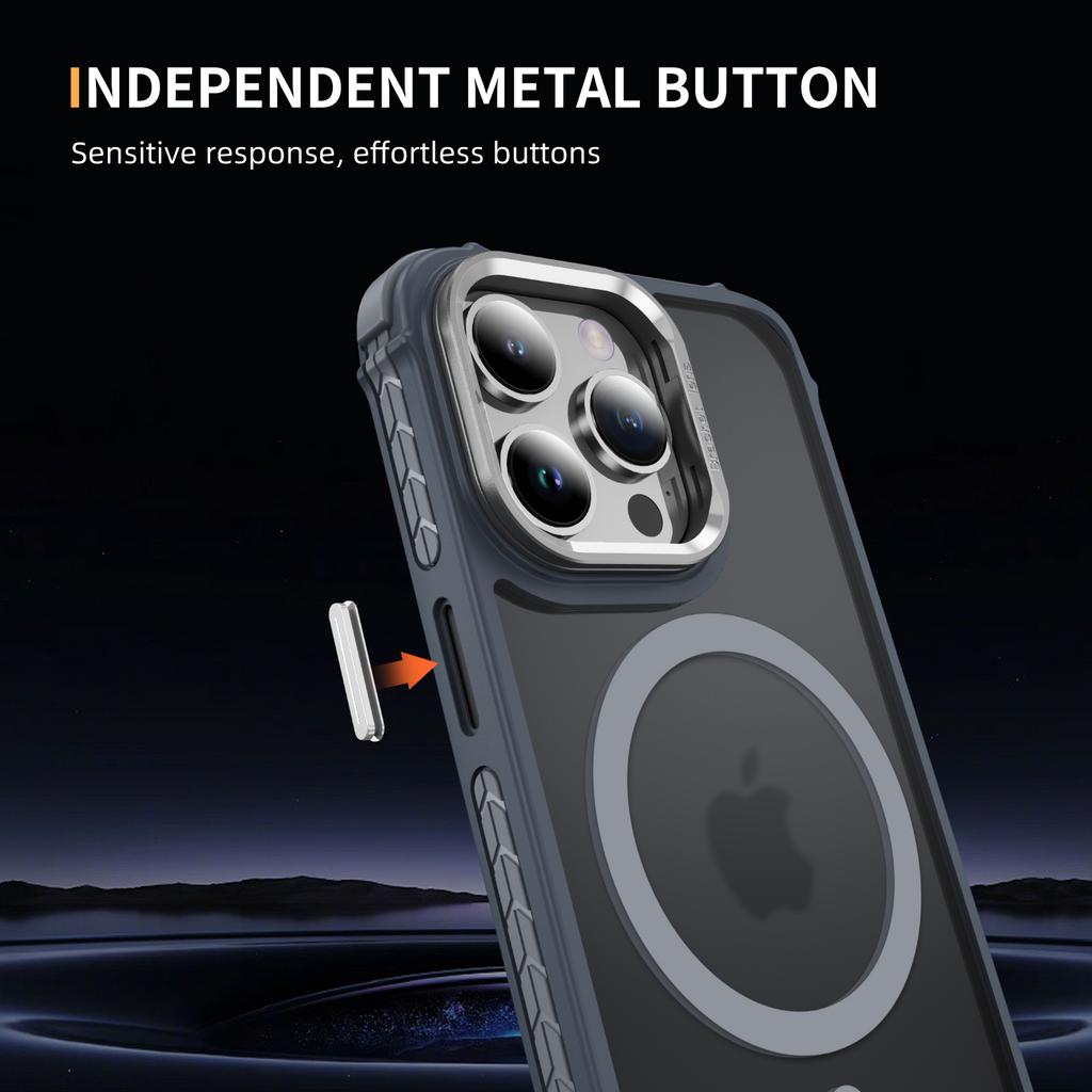 For iPhone 12 Pro/12 Case with Lens Kickstand Matte Phone Back Cover Compatible with MagSafe