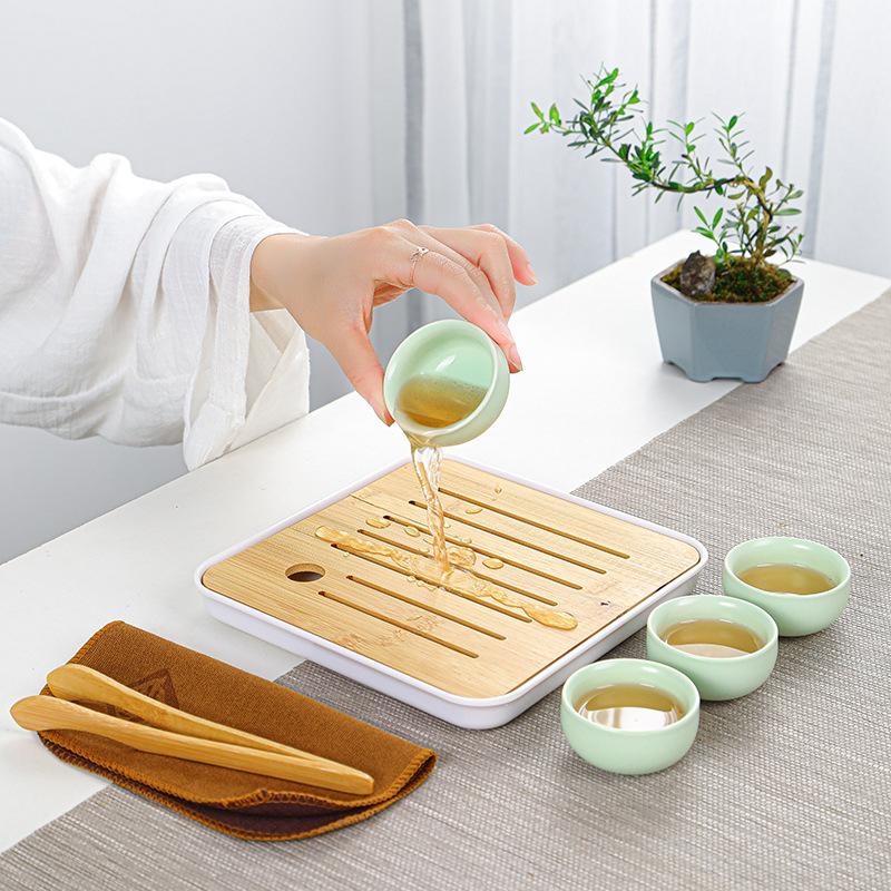 Traditional Chinese Kung Fu Ceramic Tea Set Travel Portable Teacup Teapot Camping Outdoor Teaware Gift for Tea Enthusiasts 2025