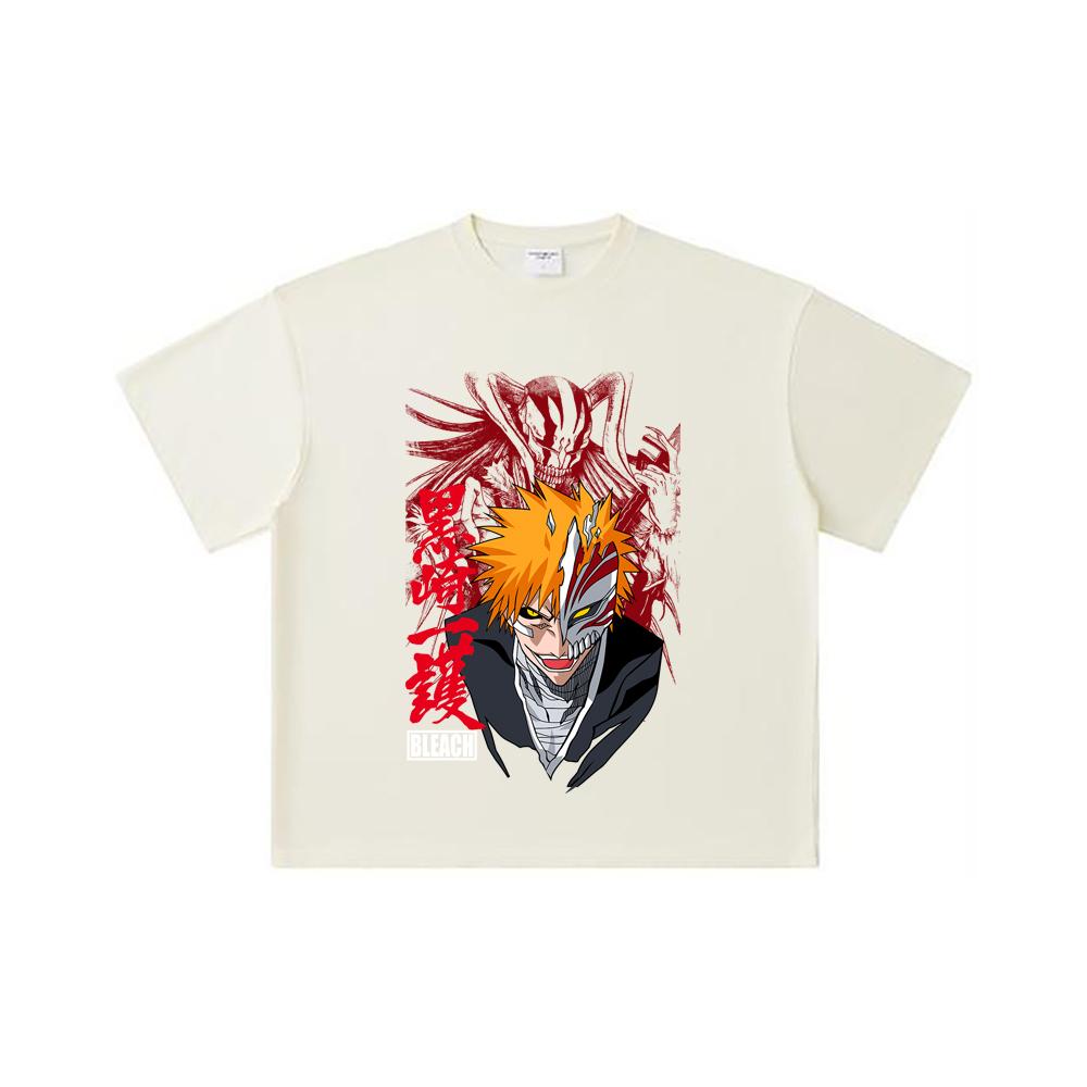 

260 GSM Double Yarn 32 Count 100% Cotton Bleach V1 Ichigo Print Unisex Heavy Cotton T Shirt S абрикосовый