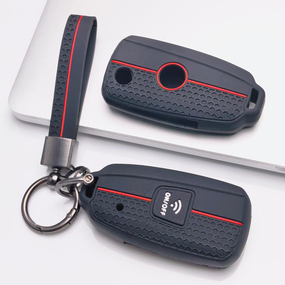 Anti Lost Silicone Keychain Lanyard for Yamaha TMAX 530 DX SX XMAX 300 with Keychain Honeycomb Texture Anti Scratch Moto Smart Key Shell Protector