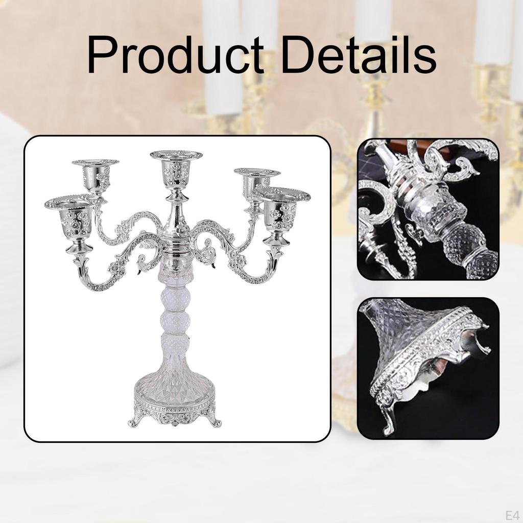 5 Arm Candle Holder, Candelabra, Modern Decorative Table Centerpiece, Stand for Bar, Dining