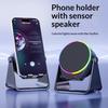 Haut-parleur à induction sans fil, Support de téléphone avec haut-parleur Bluetooth amplificateur, Son stéréo, Support de téléphone réglable à 360 degrés