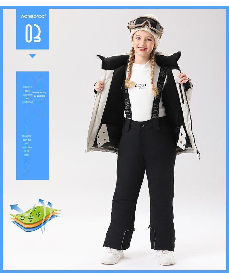 2023 Winter Children's Waterproof Ski Suit - Unisex Hooded, Breathable, and Insulated Jacket