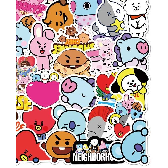82PCS Kawaii BT21 Stickers Suitcases Laptops Cars Mobile Phones Refrigerators Waterproof Stickers COOKY KOYA TATA Anime Gift Toy 6