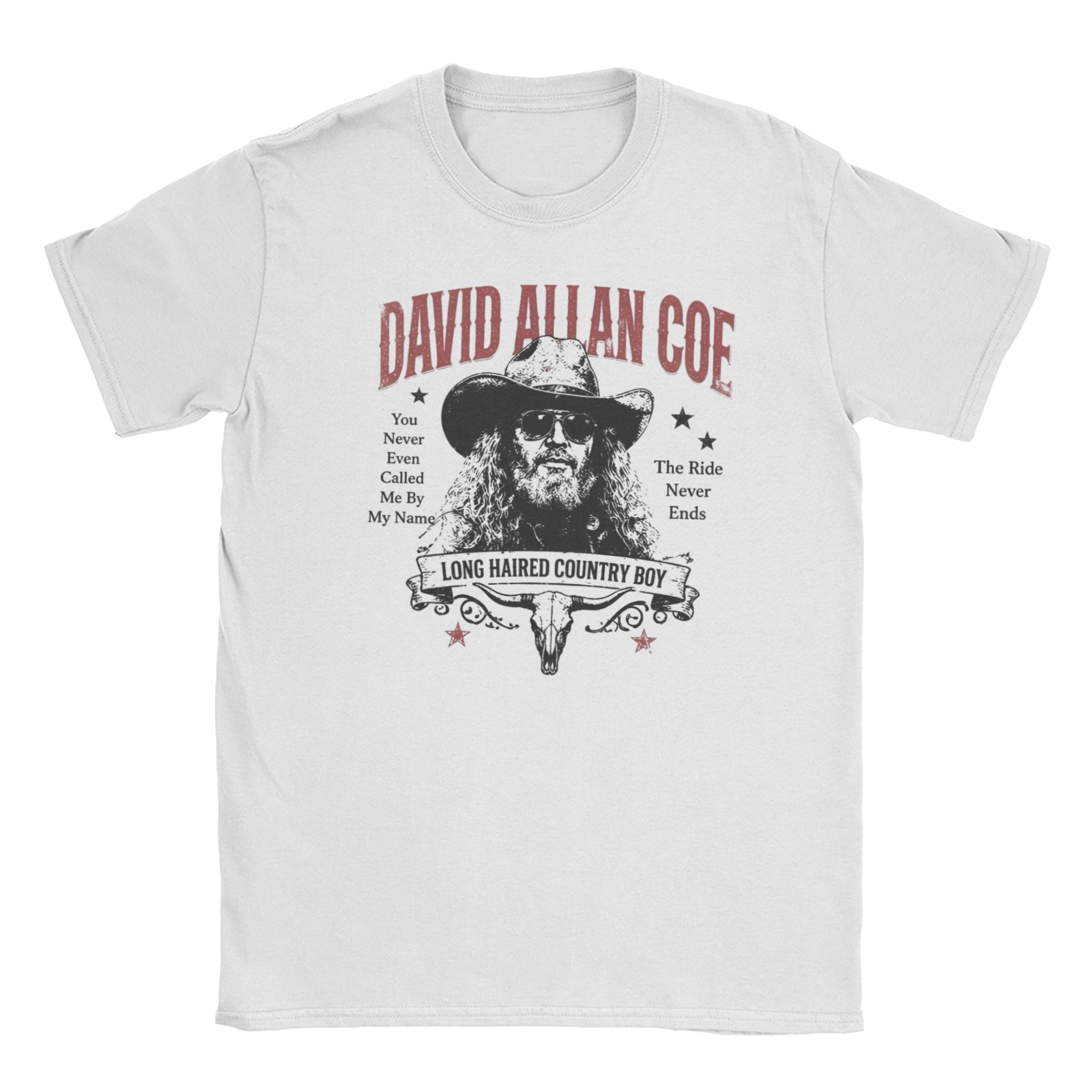 Damn Near As Big As Texas David Allan Coe T Shirts for Unisex Cotton Funny TShirt Crewneck Tees Short Sleeve Clothes Plus Size S