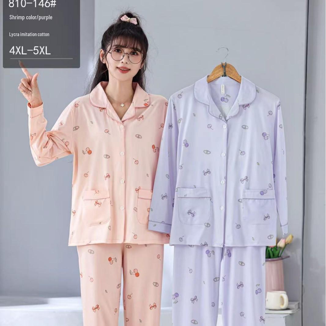 

Dingdang Guifei Women s Two-Piece Pajama Set - Turn-Down Collar, Long Sleeve & Pants, Cozy Casual Homewear for Autumn/Winter. 5XL лаванда фіолетовий колір