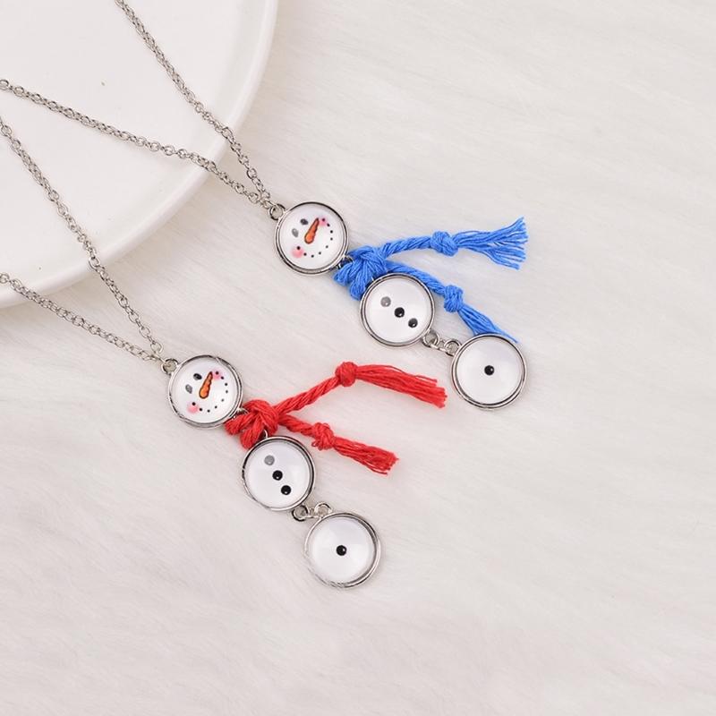 Unique Snowman Shaped Button Necklace with Tassels Detail Winter Hoodie Chain Jewelry for Women Christmas Decoration