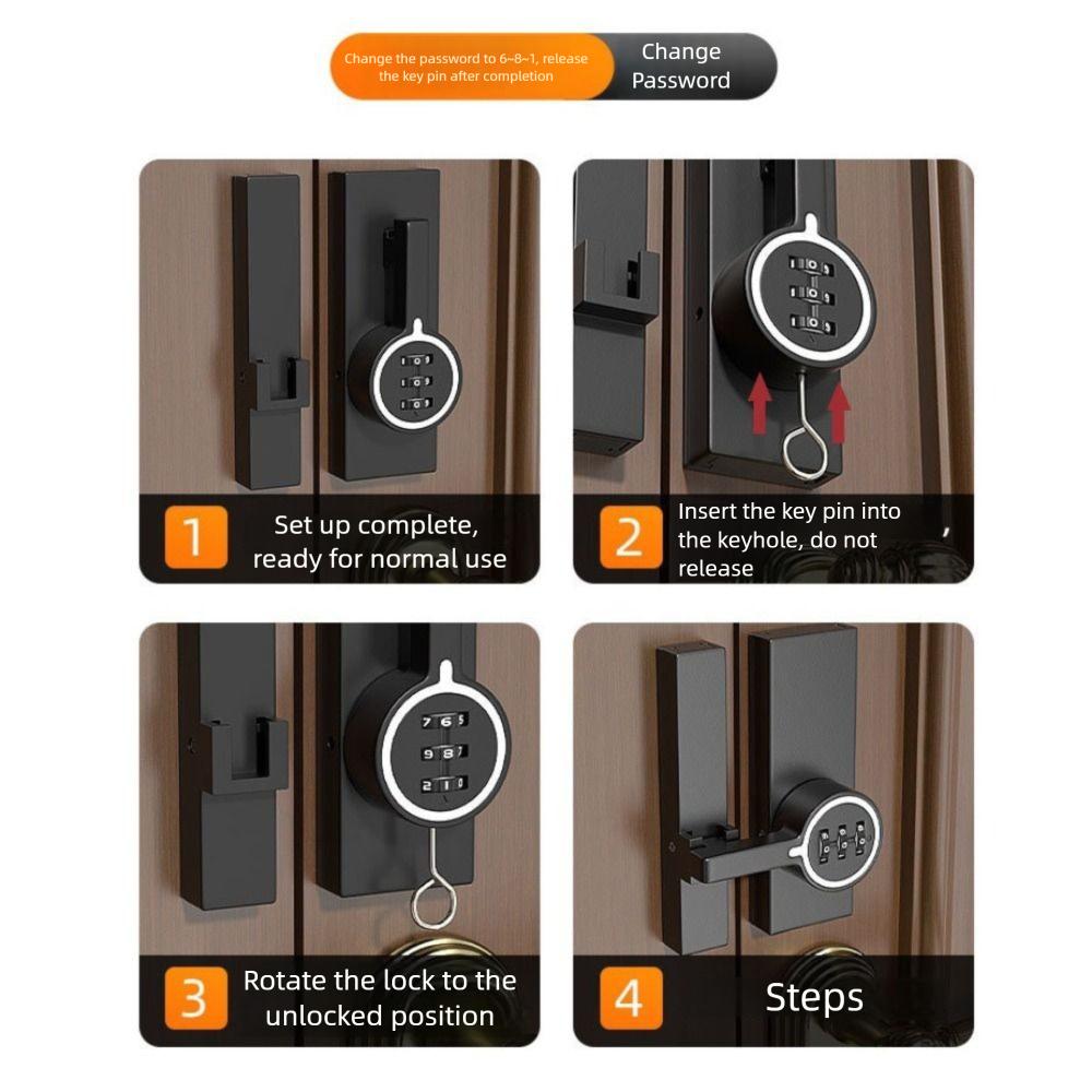 Nytt Lås med 3-siffrigt Lösenord för Dörr i Zinklegering Ljusande Ladugårdsdörrslås Stöldskydd 180 Graders Dörr- och Fönsterhandtag Badrum