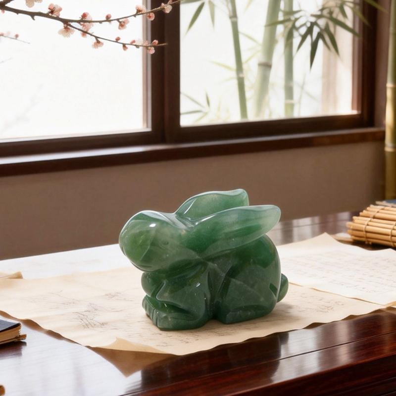 Traditional Chinese Zodiacs Green Aventurine Ornament Carved Crystal Animal Statue For Cultural Home Decors Collectibles