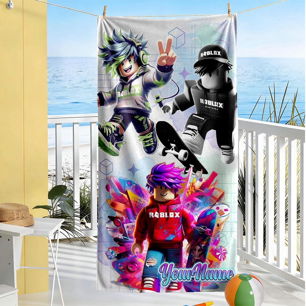 Roblox Customize Your Name Beach Towel Super Soft & Absorbent For Beach Bathroom Outdoor Swimming Pool Camping Picnic Yoga Diving Vacation Accessories