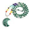 New Gold Plated Copper Wire-wrapped Moon Natural Stone Lucky Tree Necklace Colorful Bead Sweater Chain N563