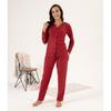 Estiva Damen-Pyjama-Set aus Wildleder mit Tupfenmuster und Knopfleiste vorne