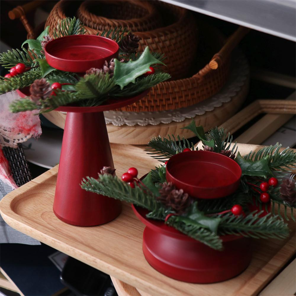 Reusable Christmas Candlestick Red Christmas Desktop Ornament Candle Container Candle Holder Gift