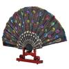 Chinese Fan Decorative Stand Handy Fan Display Holder Bamboo Folding Fan Stand(Dull-Red)