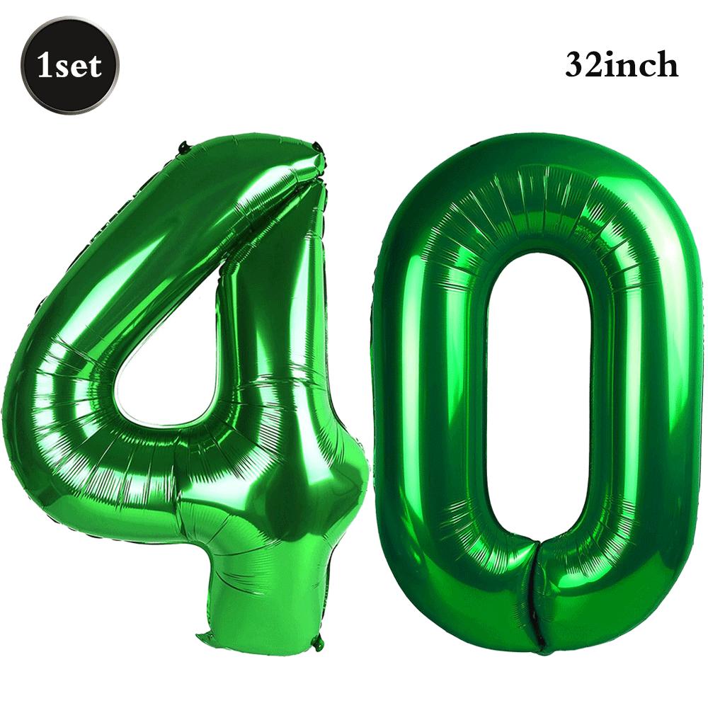 32 Inch Green Number Foil Balloons 0-9 Jungle Safari Theme Soccer Party Decor Kid Boy 1st Birthday Dinosaur Baby Shower Supplies