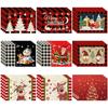 4Pcs Elk Deer Print Placemats Rectangular Christmas Snowman Trees Dining Table for Kitchen Decor Linen Non Slip Table Mats
