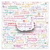 50 Motivational English Stickers: Common Sentences, Cute Cartoon, Waterproof, for DIY Journaling and Decorating Stationery.