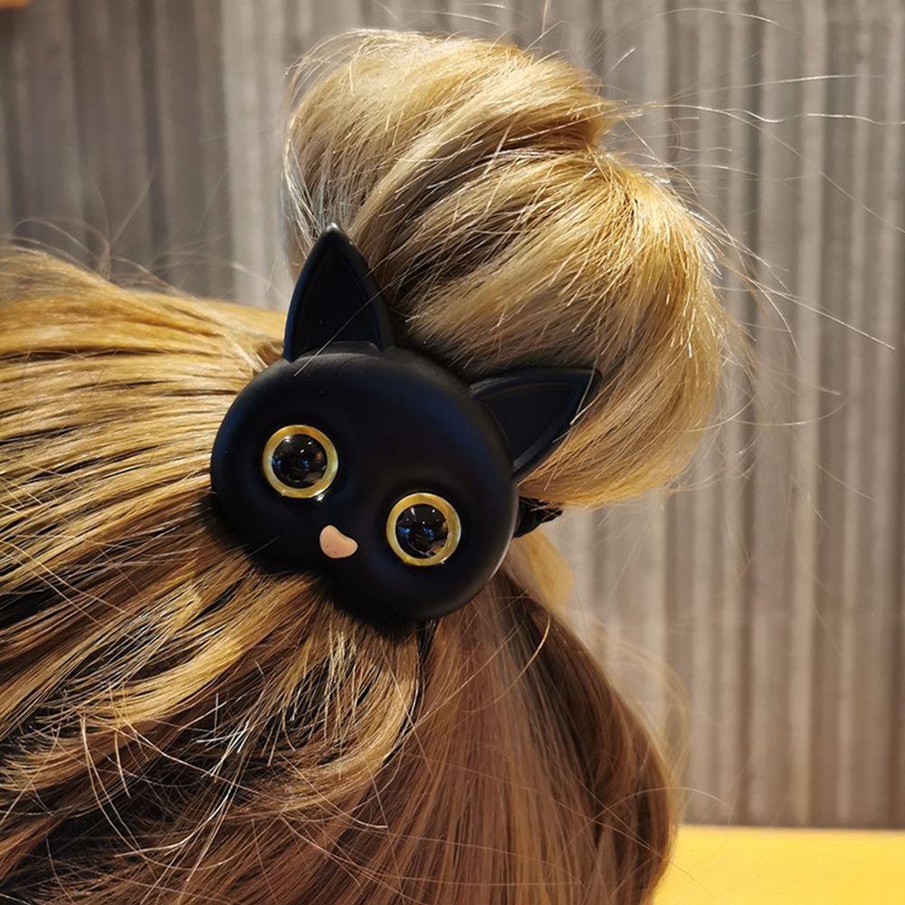 Simple Cloth Women Acrylic Korean Kitten Headwear Scrunchies Cartoon Hair Rope Female Hair Ties