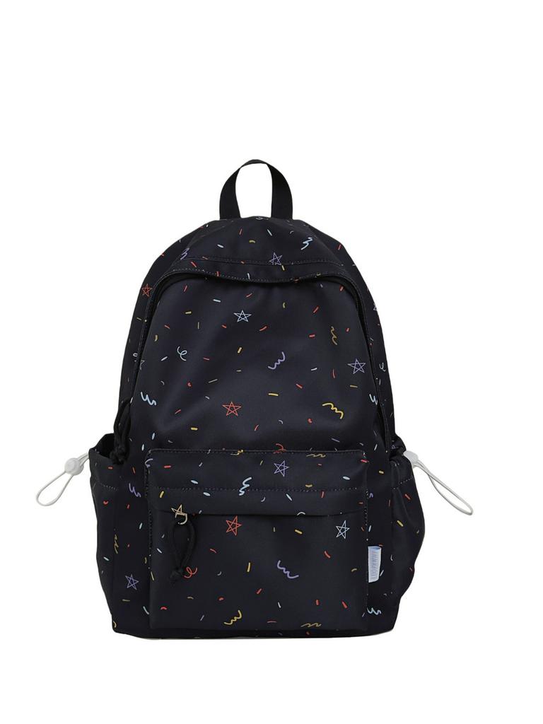 Casual Student Backpack With Nylon Material And Flower Print For Travel And School Use