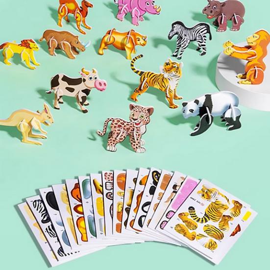 100 Teile/satz Kinder 3D Cartoon Puzzle Tier Dinosaurier Flugzeug Lernen DIY 3D Jigsaw Puzzle Pädagogisches Montage Spielzeug Kleinkinder Jungen Mädchen Geschenk