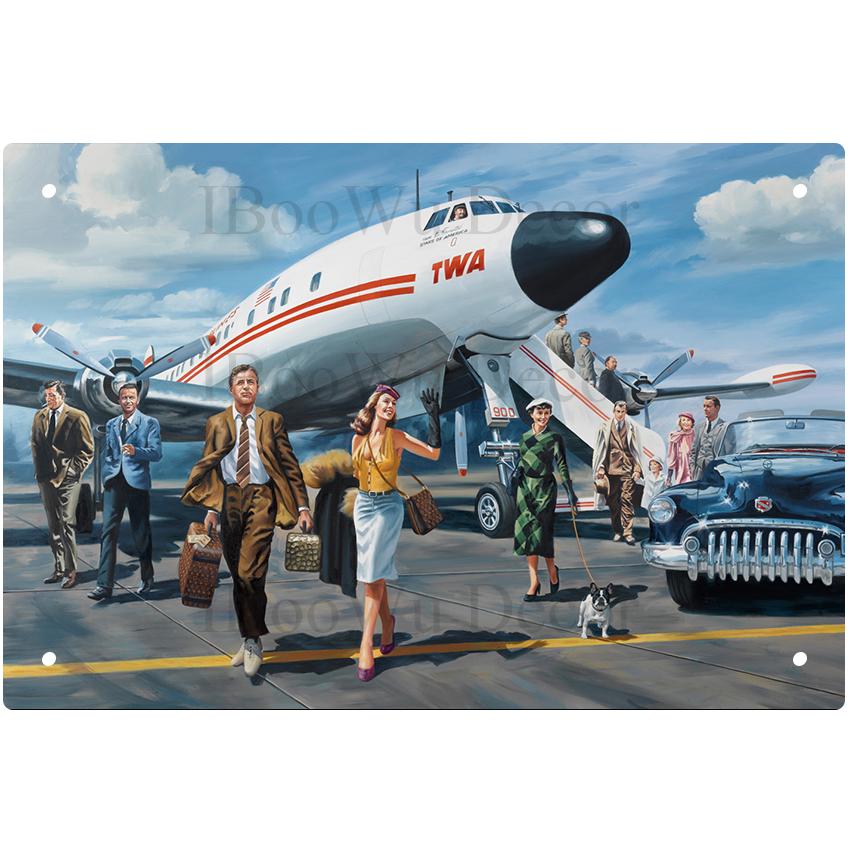 Airplane Fighter Vintage Metal Signs American Style Aircraft Wall Sticker Painting Poster Pub Bar Room Decor