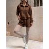Women Half Zip Long Sleeve Sweatshirt And Shorts Set Casual Two‑Piece Outfit Drawstring Short Pants Tracksuit