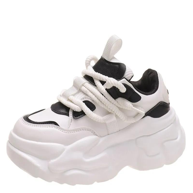 Mode Weiß Plattform frauen Turnschuhe 2024 Herbst Lace-Up Dicken Boden Sport Schuhe Frau Pu Leder Atmungsaktive Wanderschuhe weibliche
