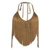 European and American Women's Clothing Summer New Fashion Hottie Sexy Sleeveless Backless Neck Strap Fringed Vest Top