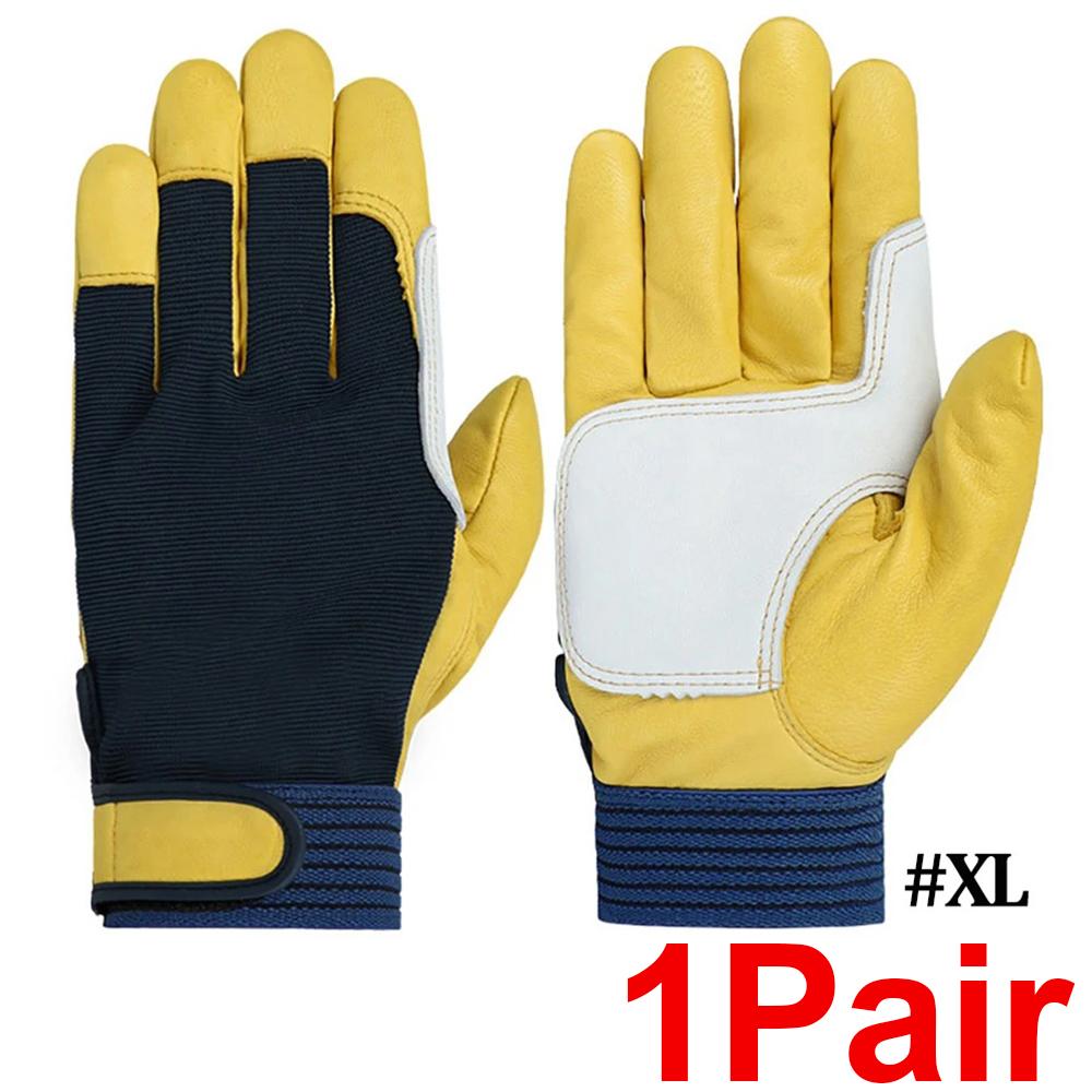 1Pair Welding Work Gloves Sheepskin Leather Working Gloves Maintenance Worker Wear-resistant Labor Protection Gloves Gardening