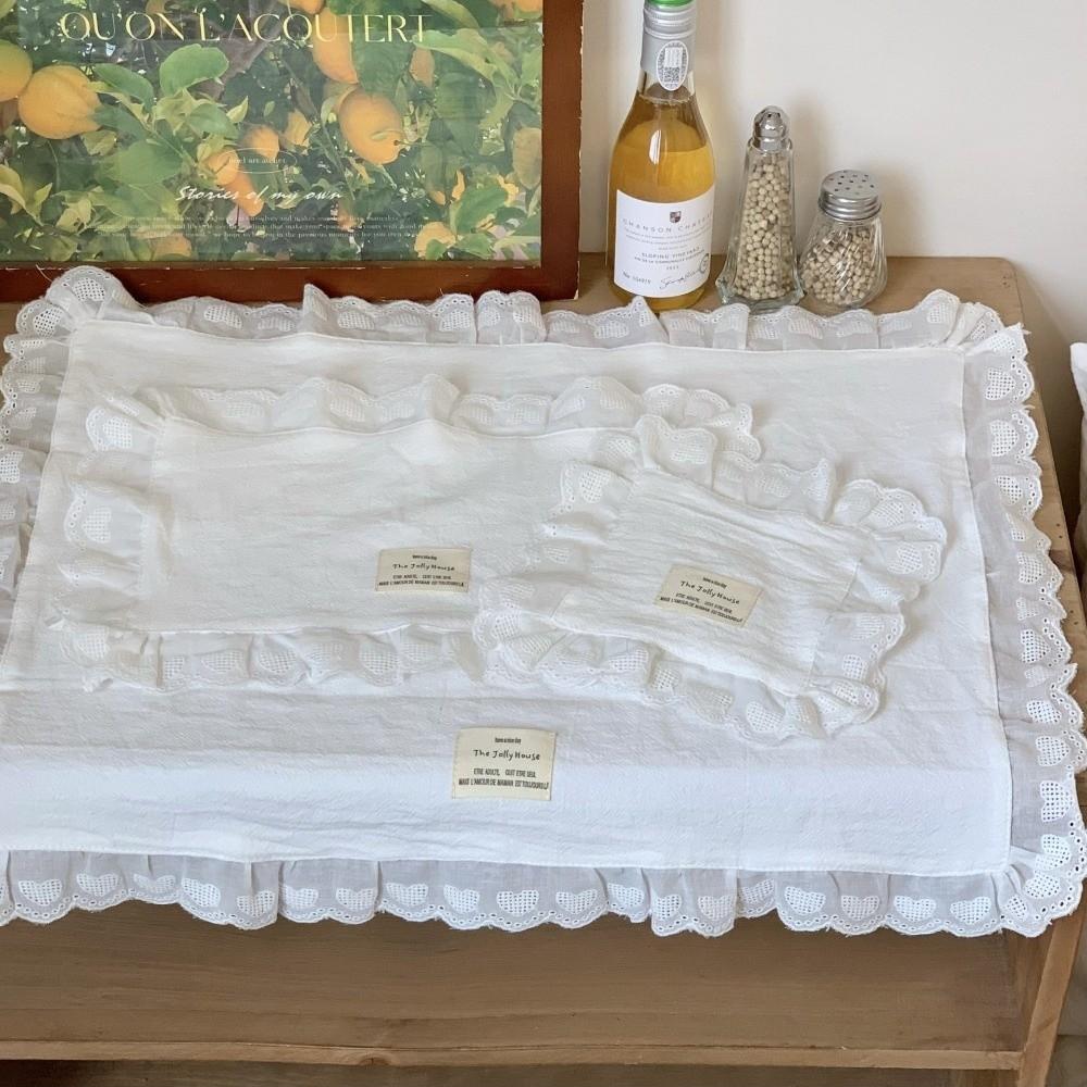Dust-proof Material Lace Ruffle Placemats Cotton Fabric Soft Flounced Napkins Home Dining