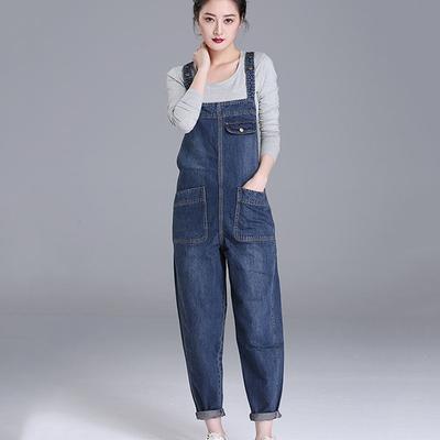 Moda Gevşek Cep Kot Kadın Sonbahar Önlük Pantolon Tulum Omuz Askısı Tulum Büyük Boy Denim Kot Pantolon