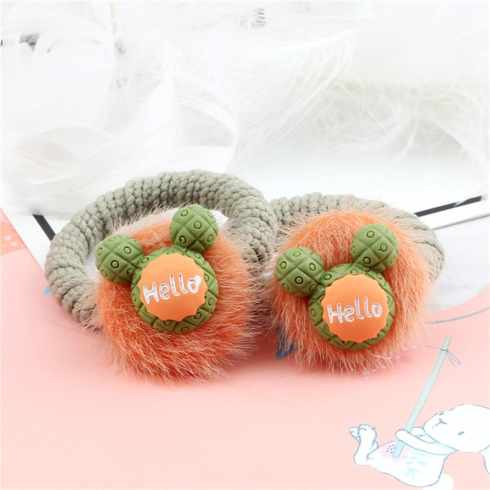 2PCS Sweet Colorful Hair Bands for Kids Girls Furry Fruits Bowknot Heart Winter Hair Ties Elastic Headband Hair Accessories Gift