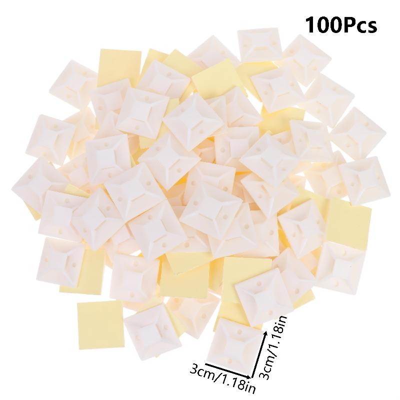100Pcs Self Adhesive Cable Tie Holder Wire Fixing Base Strong Sticky Cable Tie Holder Organizer For Home Office Wire Storage
