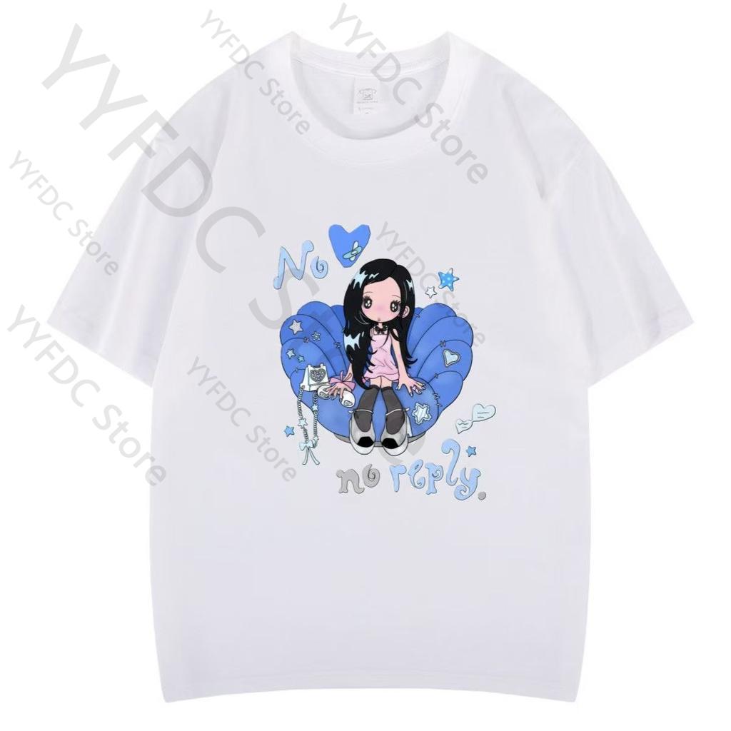 Hearts2Hearts T-Shirt Kpop Mode H2H Cartoon Print T-Shirt Damen Unisex Sommer Hohe Qualität Baumwolle Kurzarm T-Shirts Für Fans