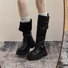 Cowhide version of Maillard boots, women's two wear lapel boots, thick soles increase height, western slim knight boots, Martin boots
